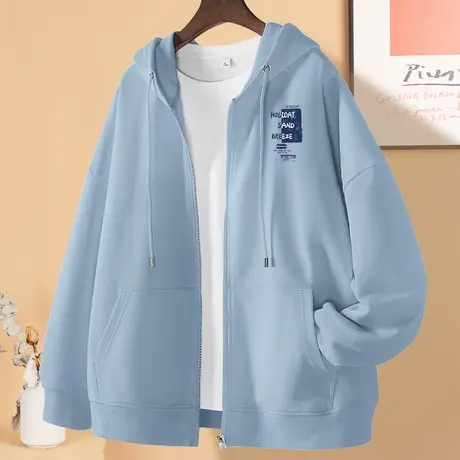 开衫卫衣女春秋款2023年新款宽松连帽百搭小众设计感秋季外套上衣商品大图