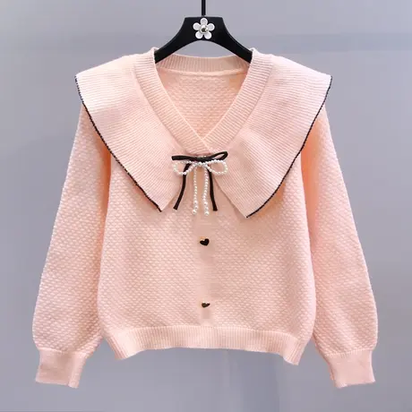 温柔风设计感蝴蝶结毛衣女秋冬2023新款宽松外穿洋气减龄针织衫商品大图