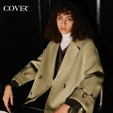 COVER冬季花纱丝毛混纺毛呢大衣商品大图