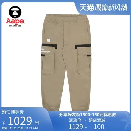 Aape旗舰店男装春夏猿人徽章字母图案印花口袋工装裤长裤6958XXL商品大图
