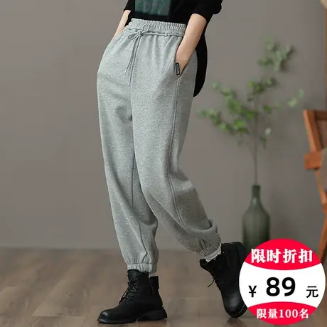 dza 宽松阔腿裤子女加绒卫裤冬新款直筒休闲裤百搭长裤加厚运动裤图片
