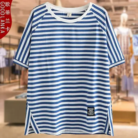 大码妈妈夏装新中式短袖t恤女200斤宽松遮肚时尚减龄显瘦中年上衣商品大图