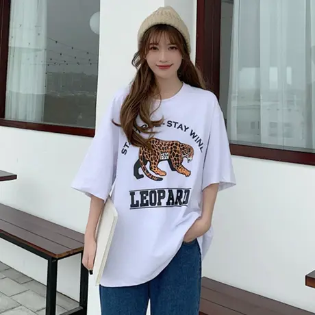 网红港风ins短袖t恤女2019夏装新款韩版宽松原宿bf百搭蹦迪上衣潮商品大图