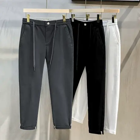 春夏季九分裤纯色百搭修身小脚裤男9分休闲裤韩版潮流男士西裤子商品大图