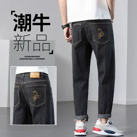 夏季薄款刺绣牛仔长裤男士高级高端2024年新款潮牌男裤子广州新塘商品大图