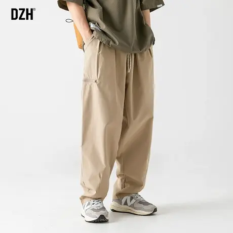 男士卡其色裤子男春秋款美式高街直筒裤垂感高级感休闲裤宽松长裤商品大图