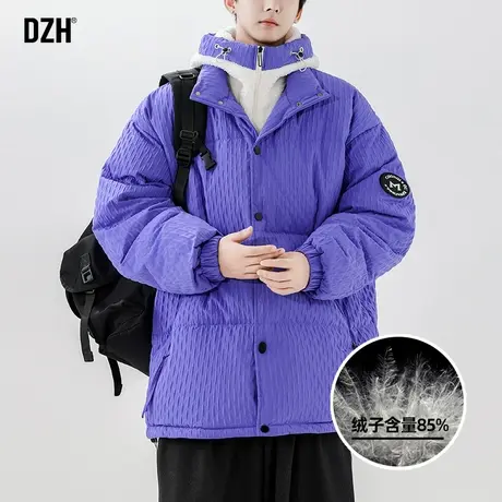 男士冬季紫色羽绒服男2024新款假两件拼接外套加绒加厚保暖羽绒衣图片