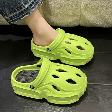 高跟洞洞鞋女夏外穿厚底增高时尚包头凉鞋海边沙滩防滑防臭凉拖鞋图片