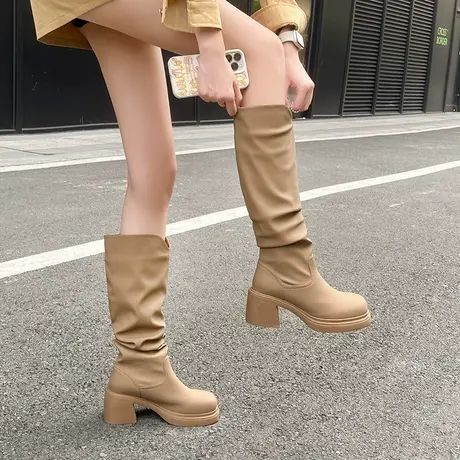 堆堆靴靴子女长筒靴骑士靴长靴2023新款秋冬高跟高筒瘦瘦靴短靴冬商品大图