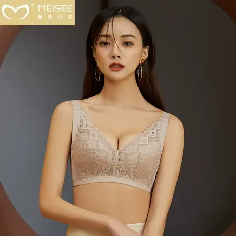 美思新款夏季薄款大胸显胸小防下垂收副乳内衣女无钢圈文胸图片