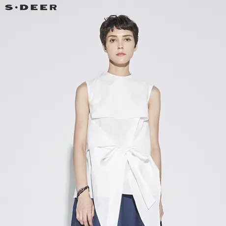 sdeer 圣迪奥 女装唯美清新不规则立体裁剪无袖上衣S18280608图片