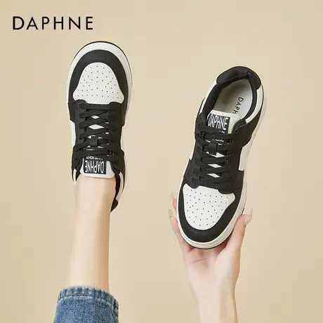 达芙妮黑白运动鞋女款鞋子2022新款春款百搭ins平底板鞋休闲单鞋图片