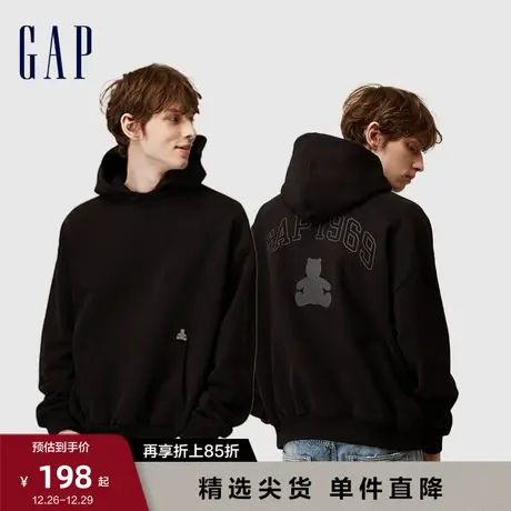 Gap男女装秋冬新款LOGO碳素软磨抓绒保暖宽松连帽衫卫衣762468商品大图