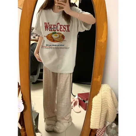 纯棉设计感美式复古短袖t恤女夏季新款小众港风chic宽松半袖上衣商品大图