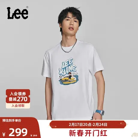 Lee24早春新品舒适版卡通图案印花白色男短袖T恤LMT0081234LE-K14图片