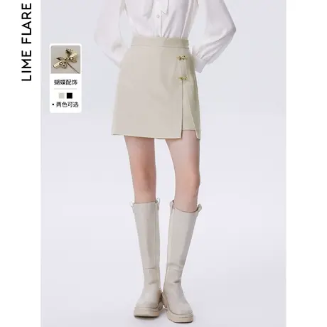 朗姿莱茵设计感高腰修身包臀直筒裙2023春季新款小众高级感半身裙图片