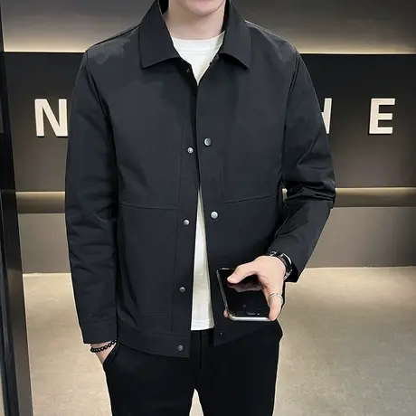 男士夹克春秋季2024新款潮流休闲翻领外套潮牌春装百搭上衣服爆款商品大图