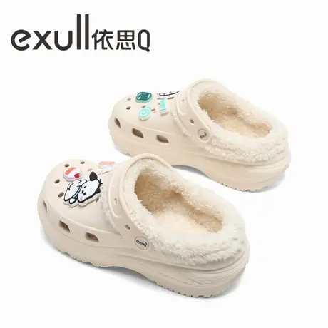 exull/依思Q棉拖鞋女加绒保暖时尚可爱卡通外穿防风防滑耐磨包头图片