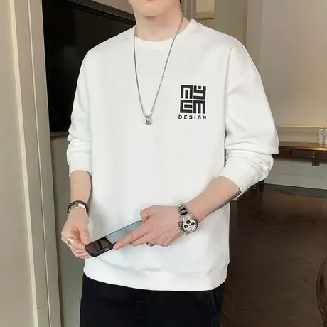 2023新款男士日系港风潮牌春秋款圆领T恤衫秋季长袖卫衣秋天上衣商品大图