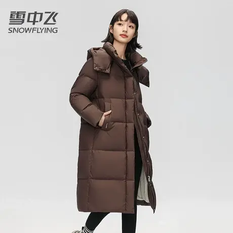 雪中飞羽绒服女款2023新款冬季长款过膝连帽加厚宽松韩版休闲外套图片