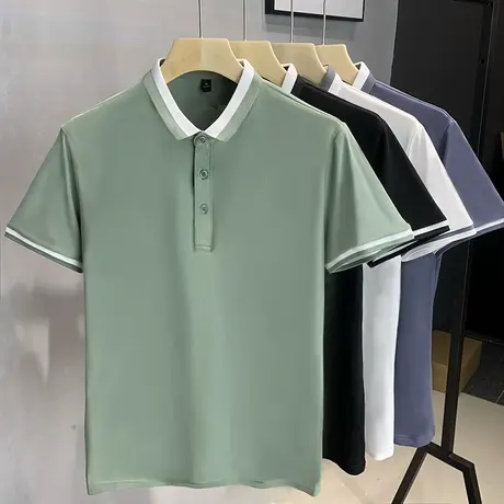 夏季男士POLO衫短袖韩版修身翻领半袖t恤上衣男士潮牌条纹体恤衫T商品大图