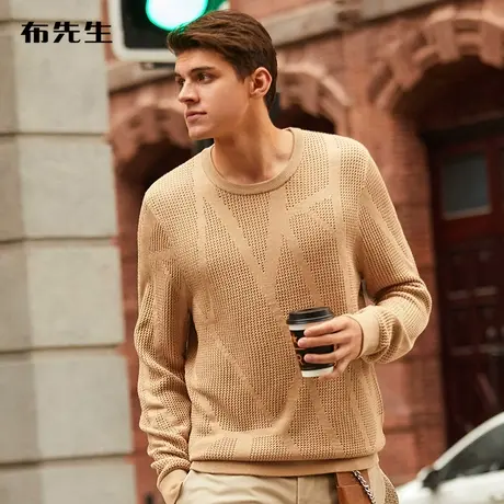 MrBu布先生纺长袖针织衫男 秋冬提花厚款针织毛衣男KT01333商品大图