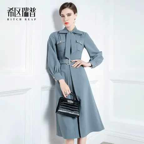 希区瑞普高端轻奢名媛连衣裙女秋冬2023年新款复古灯笼袖气质大摆图片