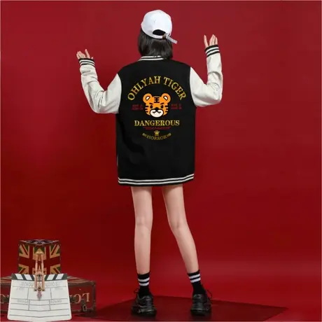 Ohlyah美式复古棒球服女秋冬潮ins国潮oversize棉服外套情侣潮牌商品大图