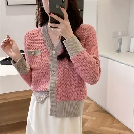 小香风秋季外套女2023年新款春秋针织开衫早秋短款小个子外搭上衣图片