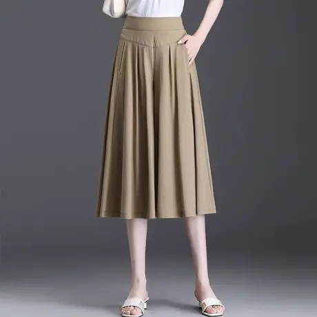 莫代尔休闲裙裤七分裤女夏季2023新款大码高腰阔腿裤宽松垂感裤裙图片