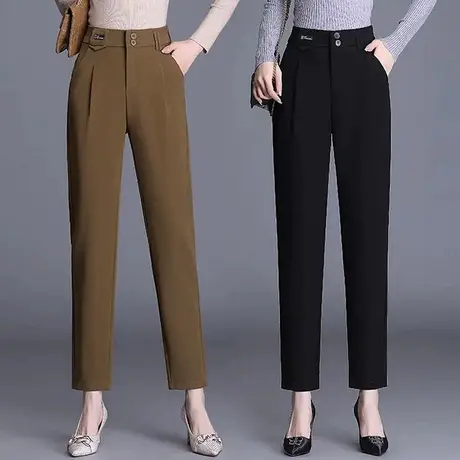 高腰西装裤女春秋设计感小脚休闲裤子2023年新款直筒职业烟管裤潮图片