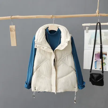 2023秋冬新款韩版立领羽绒棉马甲女时尚外穿短款外套棉坎肩马夹厚图片