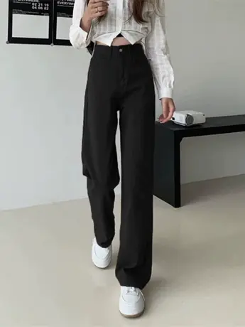 清仓捡漏高腰直筒牛仔裤女春2023新款裤子阔腿裤宽松显瘦拖地裤商品大图