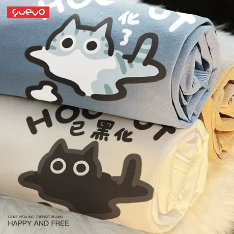 悦游 化了猫 夏季t恤男原创小众上衣短袖宽松纯棉潮牌猫咪黑化商品大图