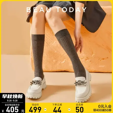 BeauToday豆豆鞋女2023新款夏天小皮鞋女夏季BT法式温柔配裙子鞋商品大图