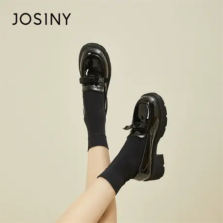 Josiny/卓诗尼乐福鞋女2024年春季新款爆款厚底英伦学院风小皮鞋商品大图