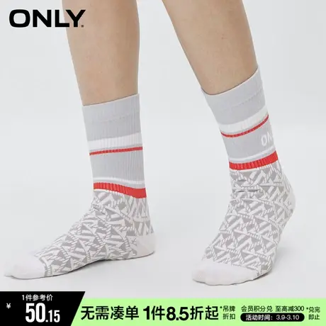 ONLY冬季时尚百搭字母撞色印花中筒袜子女|12331Q001图片