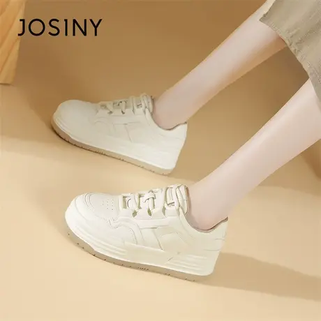 Josiny/卓诗尼白色板鞋女款2024新款春季舒适厚底平底轻便休闲鞋商品大图