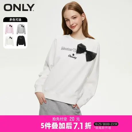 【双11预售】ONLY新款潮流休闲甜美蝴蝶结宽松圆领卫衣女*商品大图