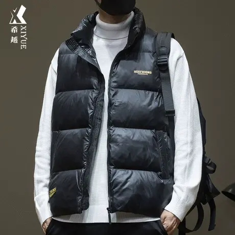 希越黑金保暖羽绒服马甲男国标50%白鸭绒秋冬款宽松大码胖子外套图片