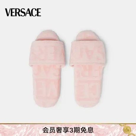 【甄选礼物】VERSACE/范思哲 女士Logo拖鞋毛圈布字母棉拖鞋商品大图