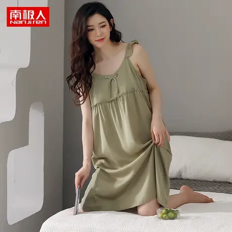 南极人2023睡衣睡裙女夏季纯棉宽松大码夏天可外穿吊带裙家居服商品大图