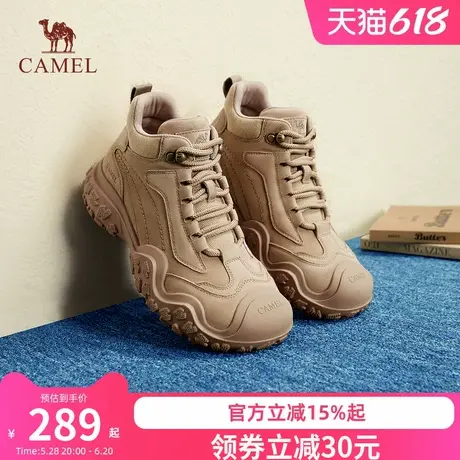 骆驼女鞋2024年秋季新款丑萌户外马丁靴女款厚底登山鞋耐磨工装靴图片