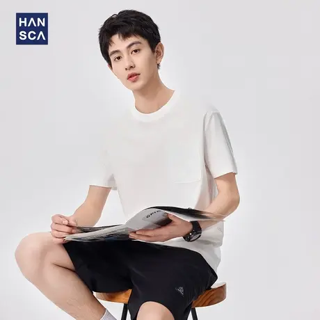 hansca 天丝汉麻短袖t恤男2025夏季透气速干柔软垂顺圆领上衣体恤商品大图