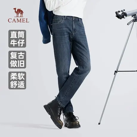 骆驼男装直筒牛仔裤男士2025新款春秋季复古水洗舒适弹力休闲长裤商品大图