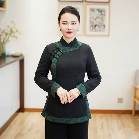 筠雅冬季新款唐装女中国风旗袍小袄夹棉加厚保暖新中式棉衣24J445商品大图