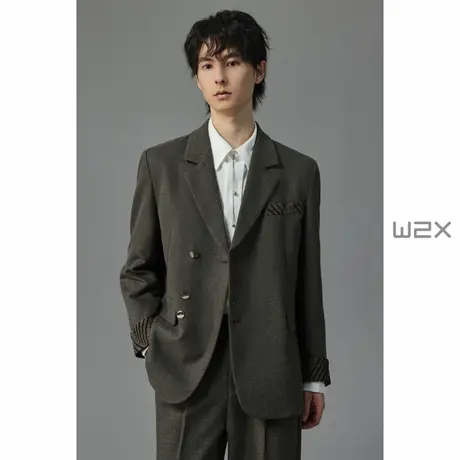 w2x秋季男士商务休闲西装外套单件高级感痞帅小西服青年伴郎上衣商品大图