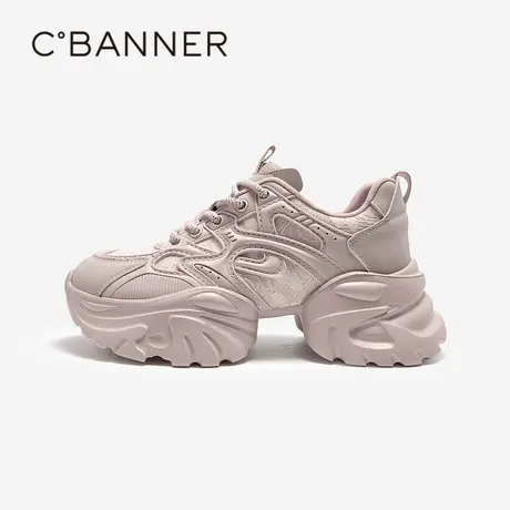 千百度机能老爹鞋蕾丝拼接厚底芭蕾风运动增高甜酷网面透气休闲鞋图片