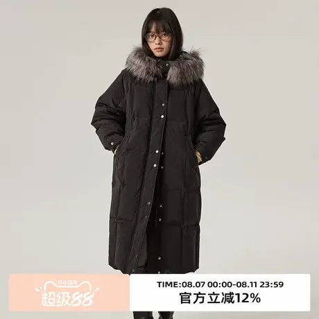 omont蛋挞家90白鸭绒连帽加厚羽绒服冬季毛领保暖中长款外套图片