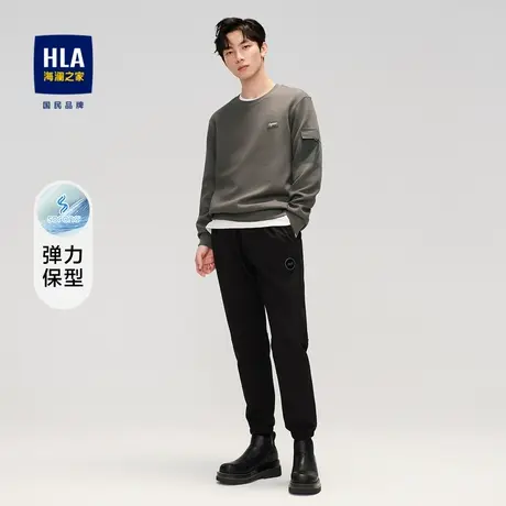 HLA/海澜之家袖臂口袋拼接卫衣胸口小标装饰长袖针织上衣商品大图